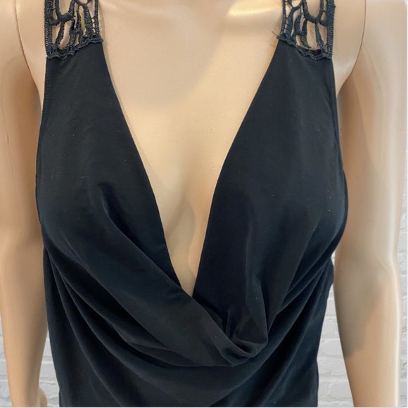 M.K.M. DESIGNS -- Halter Top, Black Sleeveless w/Lace Back/Shoulder Straps, Long - Picture 6 of 13